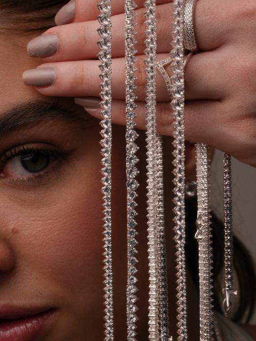 Colar de Prata Choker Riviera 3 Garras Degrad�