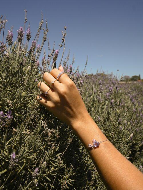 Pulseira de Prata com Zircônias Lavanda e Rosa