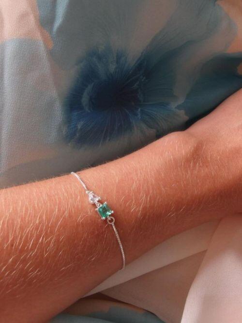 Pulseira de Prata Quadrada Turmalina