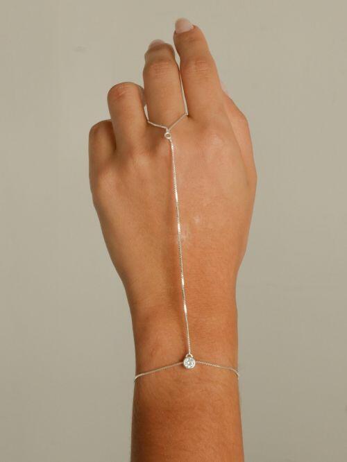 Handchain de Prata Ponto de Luz