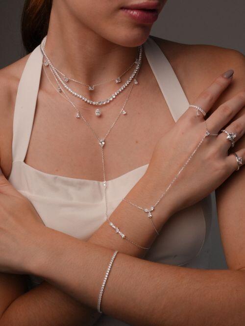 Pulseira de Prata Gota com Zircônias