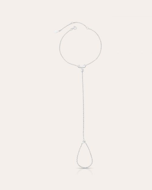 Handchain de Prata Gota com Zirc�nias