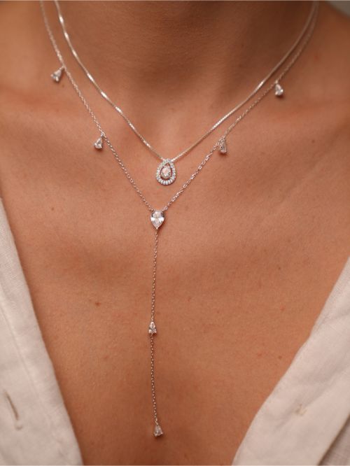 Colar de Prata Gravatinha com Zirc�nias