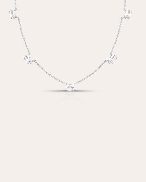 Colar de Prata Chocker com Zircônias Ovais