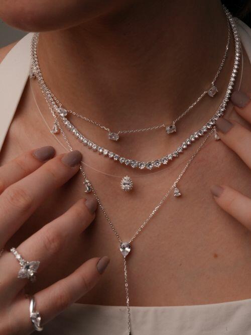 Colar de Prata Chocker com Zircônias Ovais