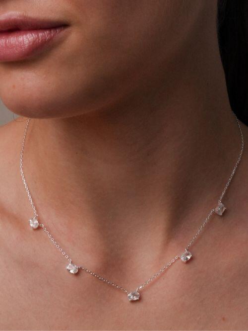 Colar de Prata Chocker com Zircônias Ovais