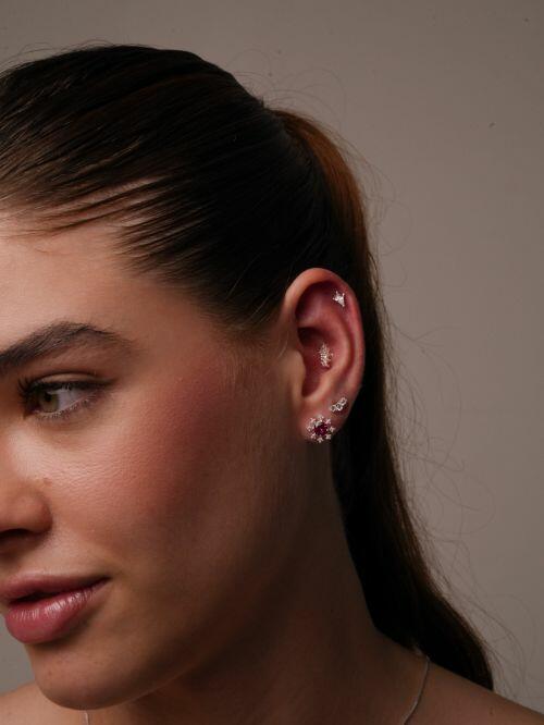 Piercing de Prata Zircônia 4 Pontas