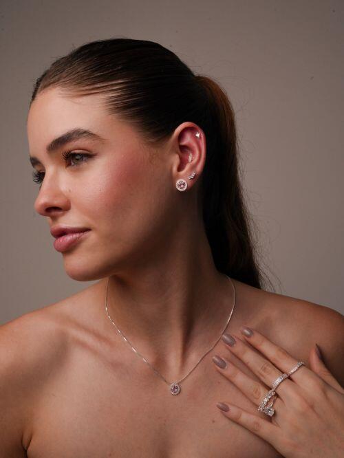 Piercing de Prata Zircônia 4 Pontas