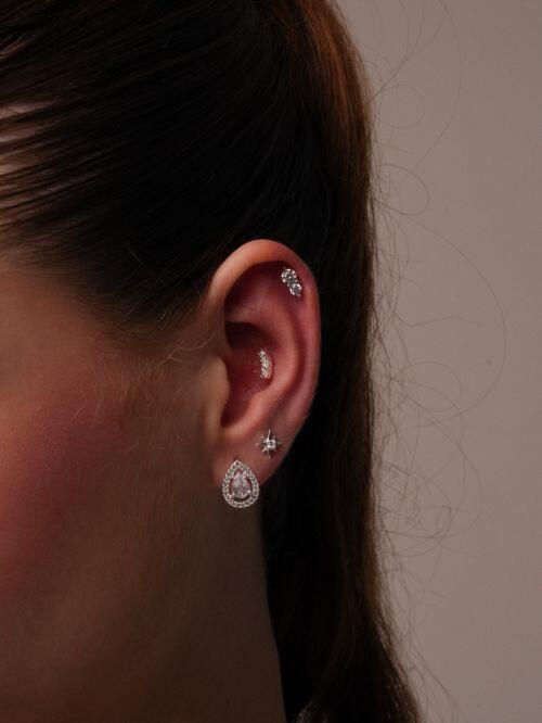 Piercing de Prata Zirc�nia Dupla
