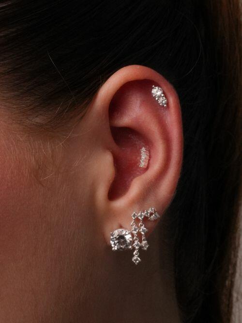 Piercing de Prata Zircônia Dupla