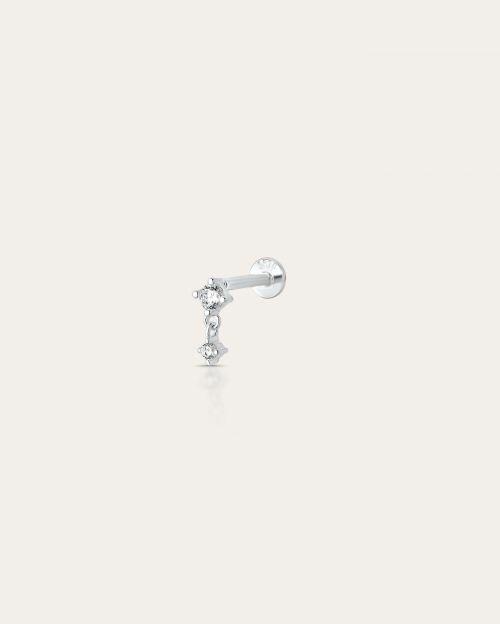 Piercing de Prata Ponto de Luz Zircônia com Pingente