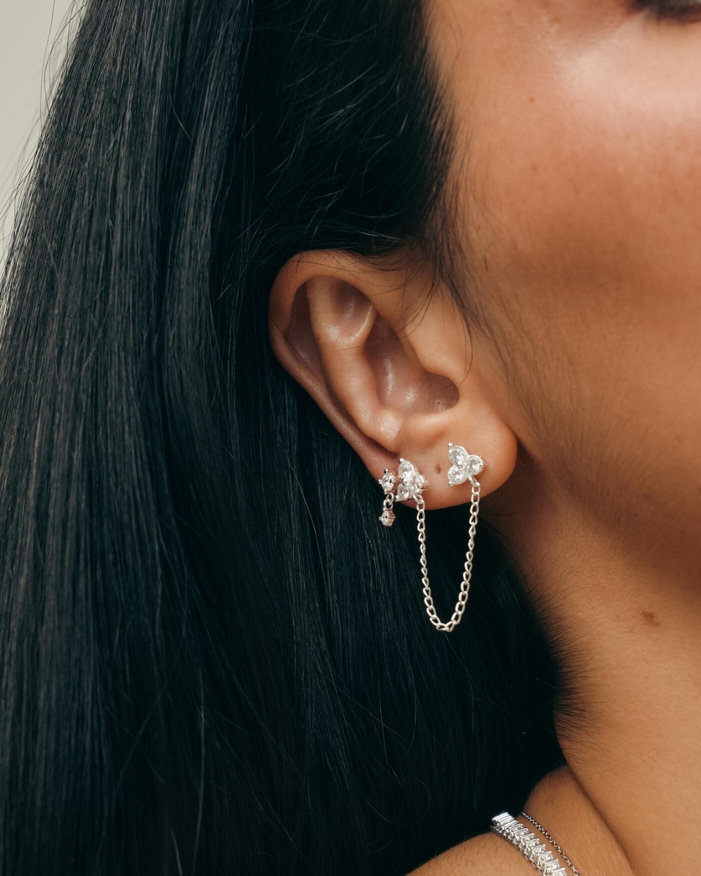 Piercing de Prata Ponto de Luz Zircônia com Pingente