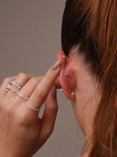 Piercing de Prata Ponto de Luz Zircônia com Pingente