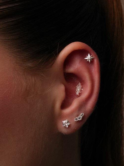 Piercing de Prata Estrela com Zircônia