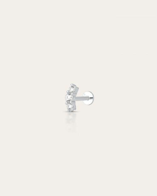 Piercing de Prata Curvado Cravejado