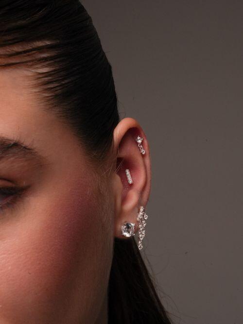 Piercing de Prata Palito Cravejado
