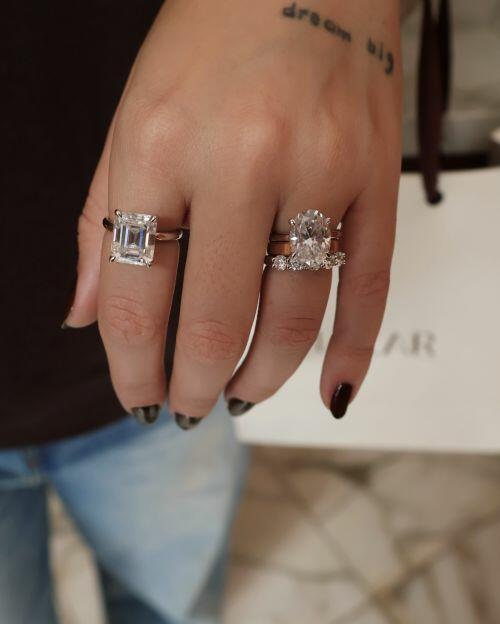Anel de Prata Aparador Meia Aliança Classic Moissanite 1.5ct