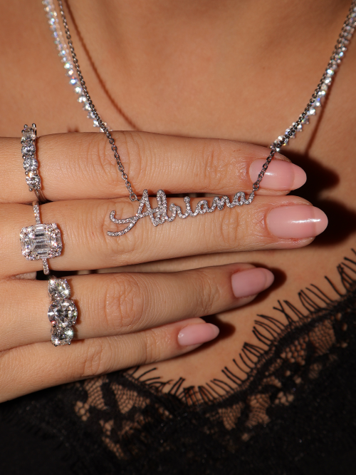 Colar de Prata Nome Signature Essence Cravejado Personalizado