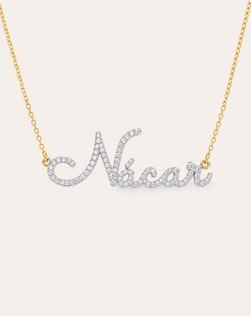 Colar de Prata Nome Signature Essence Cravejado Personalizado