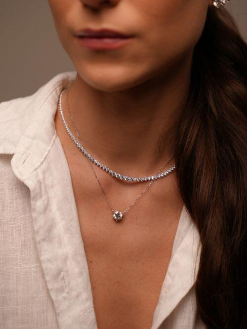 Colar de Prata Ponto de Luz Moissanite 2ct