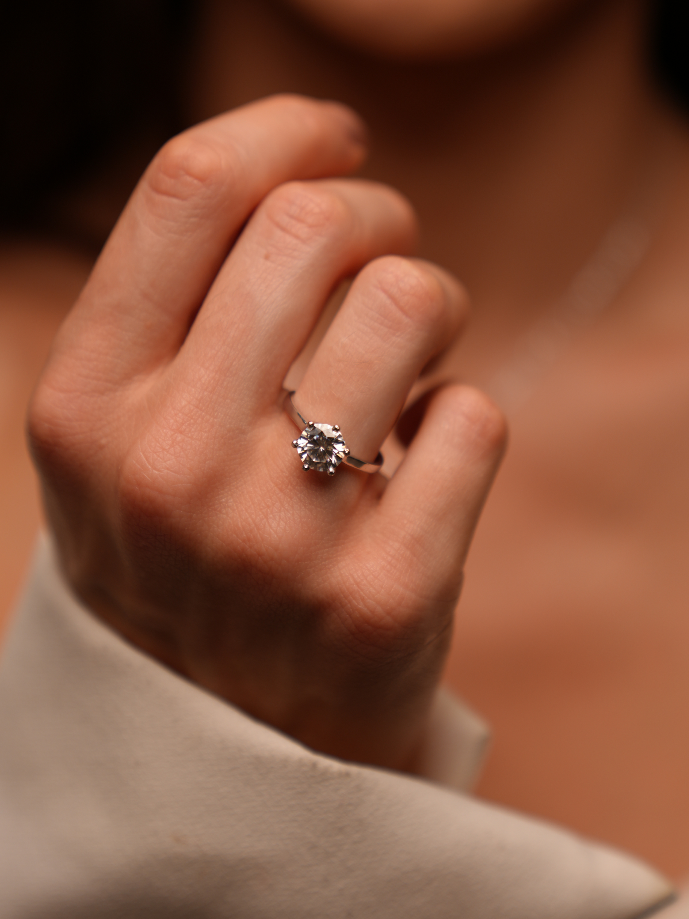 Anel de Prata Solit�rio Moissanite 2ct