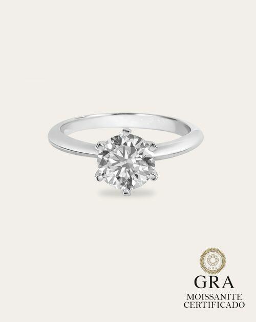 Anel de Prata Solitário Moissanite 2ct