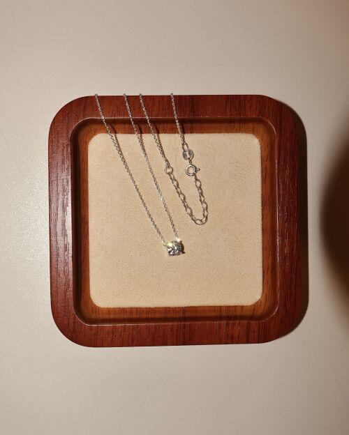 Conjunto Colar e Brinco Solitário Ponto de Luz de Prata