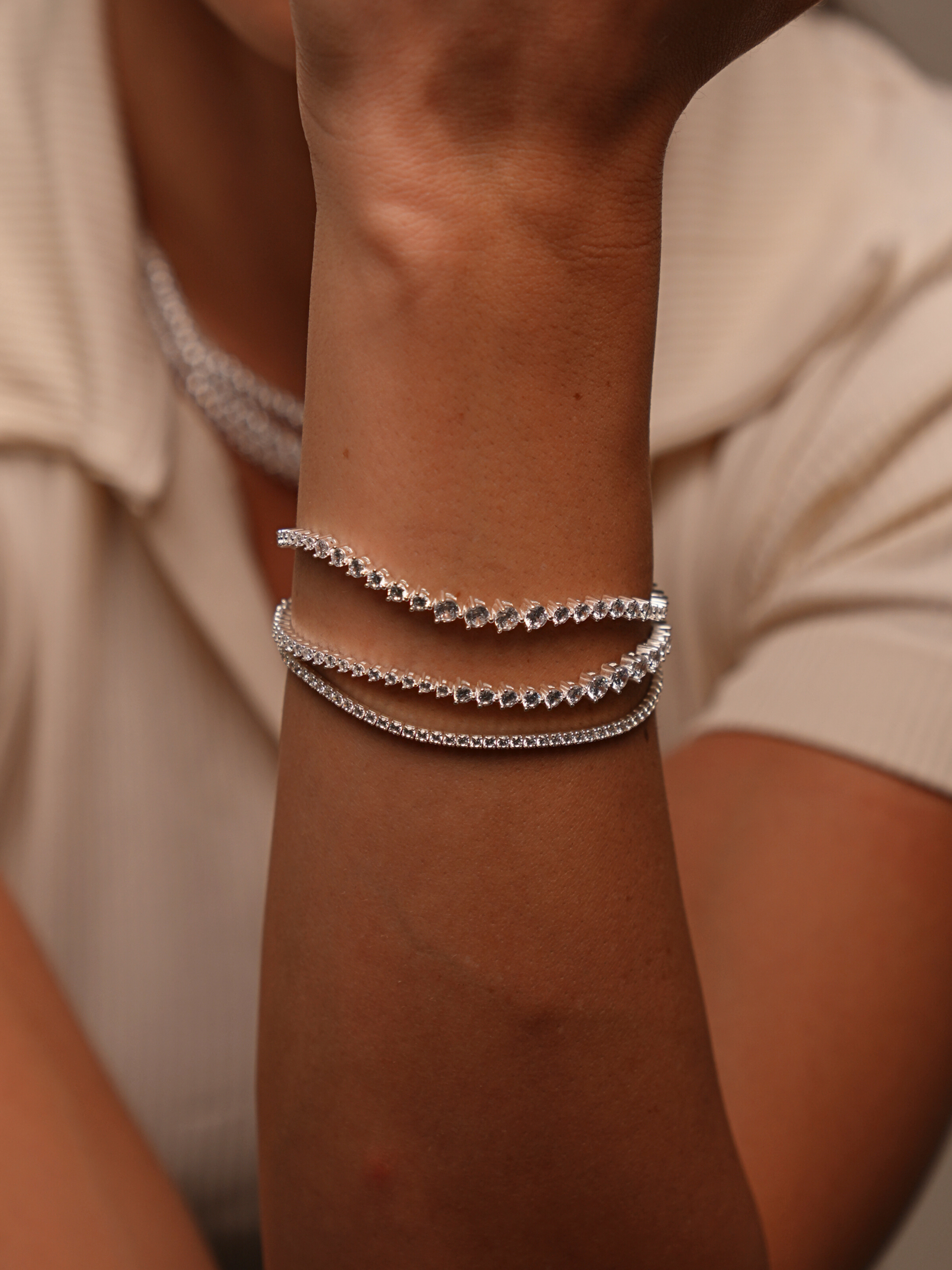 Pulseira de Prata Riviera 3 Garras Degrad�
