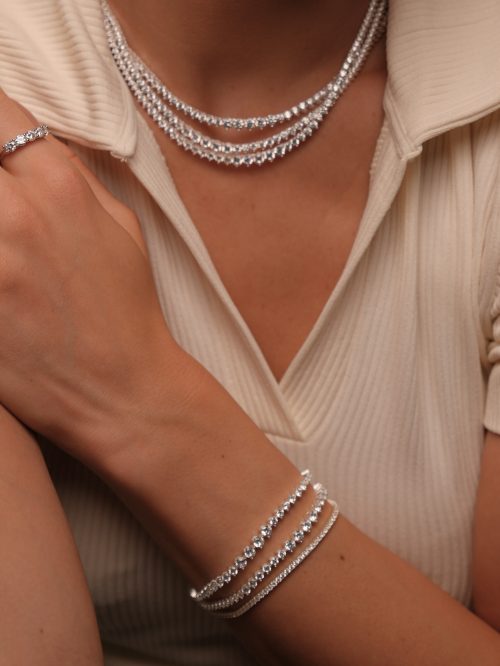 Pulseira de Prata Riviera 3 Garras Degrad�