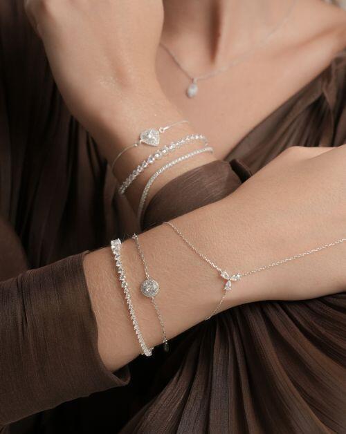Pulseira de Prata Riviera 3 Garras Degrad�