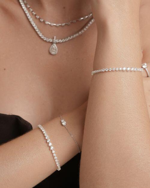 Pulseira de Prata Riviera 3 Garras Degrad�
