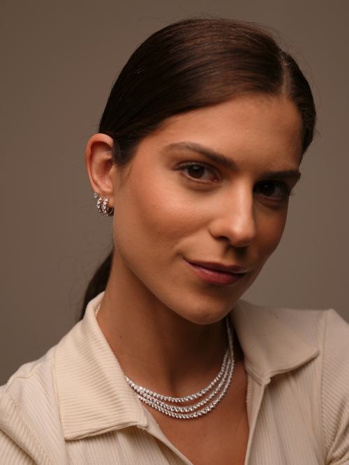 Brinco de Argola de Prata Cravejada Moissanite 1ct