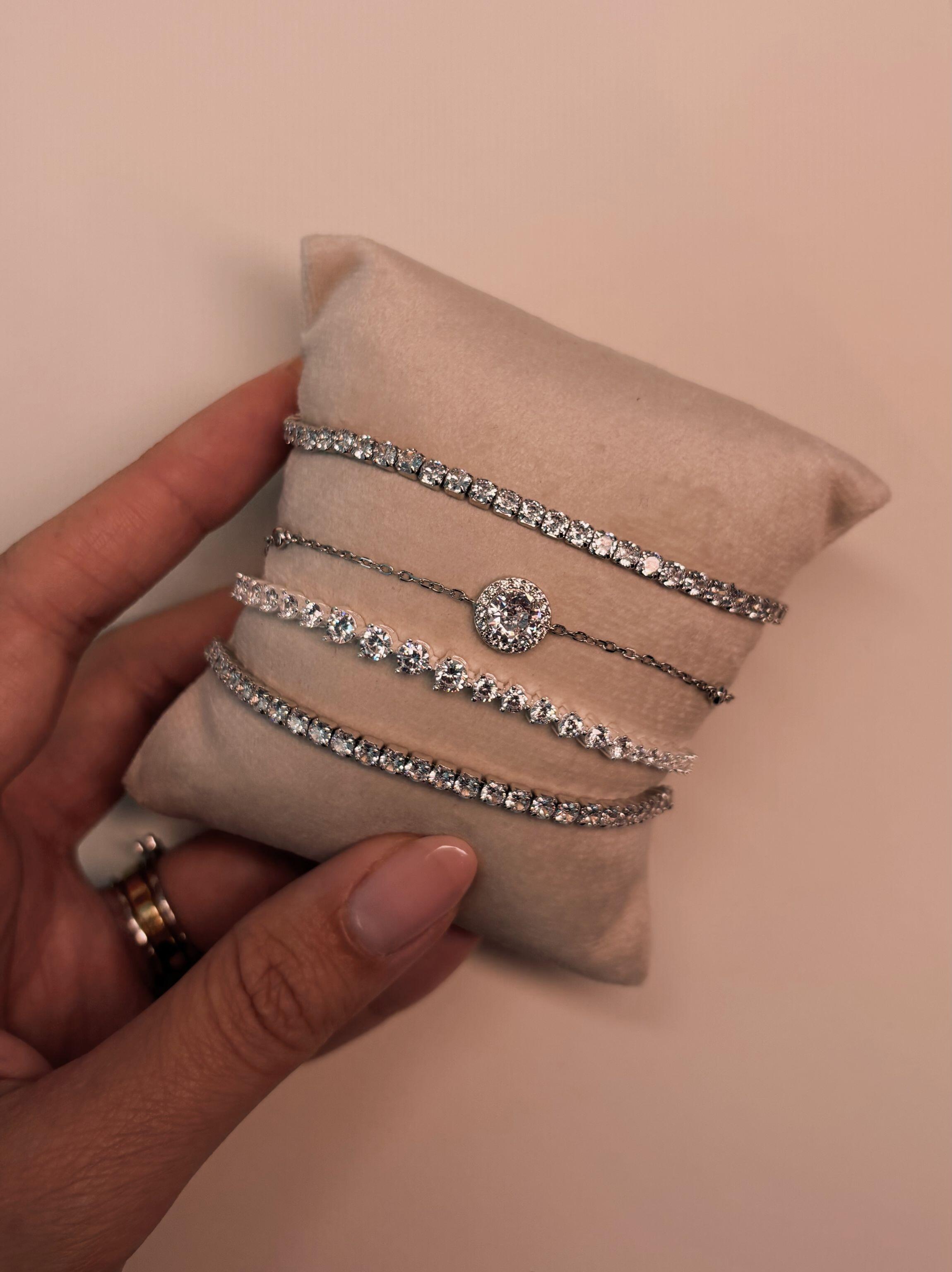 Pulseira de Prata Riviera 4 Garras