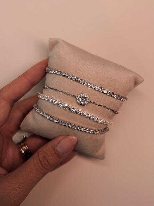 Pulseira de Prata Riviera 4 Garras