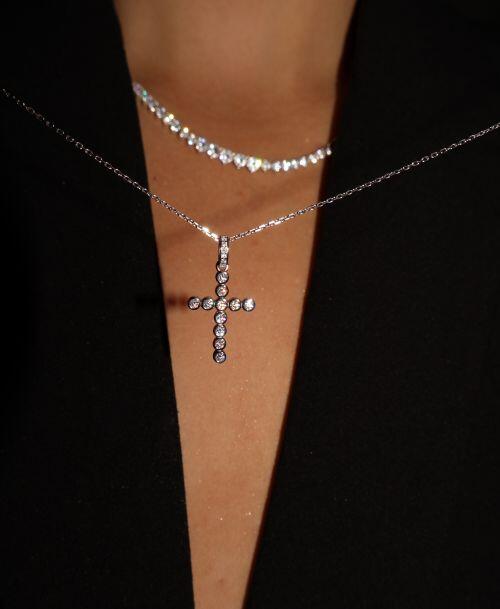 Colar de Prata Cruz Moissanite 0.36ct