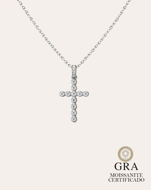 Colar de Prata Cruz Moissanite 0.36ct