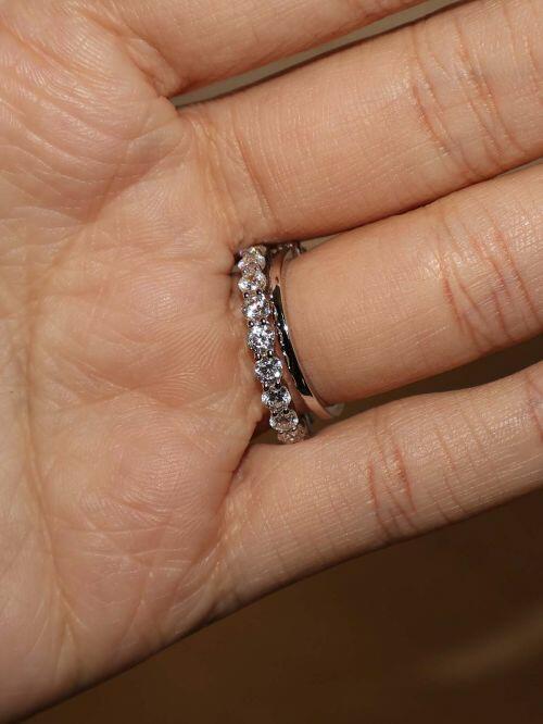 Anel de Prata Aparador Selena Aliança Cravejada 3mm