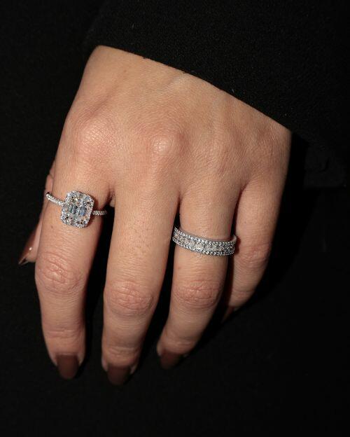 Anel de Prata Aparador Princess Moissanite 0.08ct