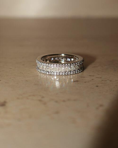 Anel de Prata Aparador Princess Moissanite 0.08ct