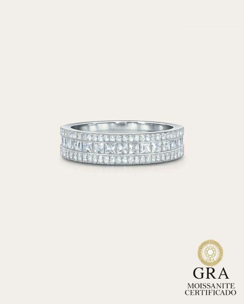 Anel de Prata Aparador Princess Moissanite 0.08ct