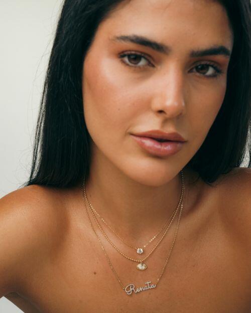 Colar de Prata Ponto de Luz Moissanite Ouro 1ct