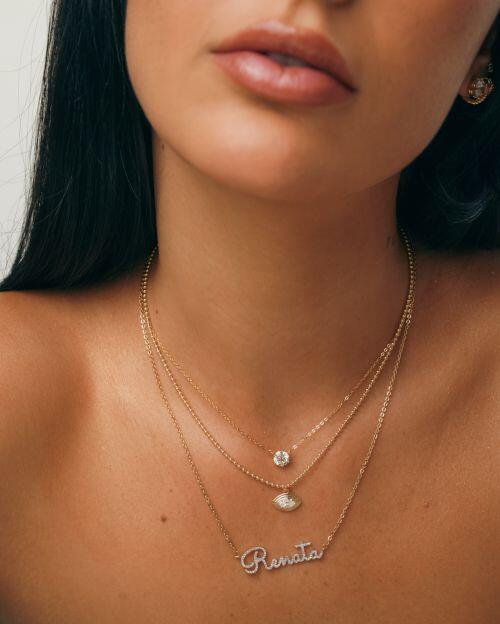 Colar de Prata Ponto de Luz Moissanite Ouro 1ct