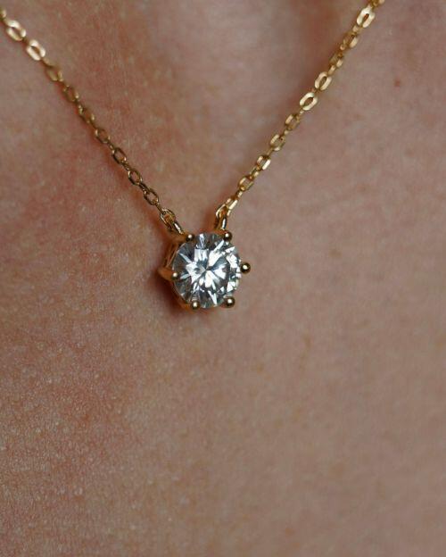 Colar de Prata Ponto de Luz Moissanite Ouro 1ct