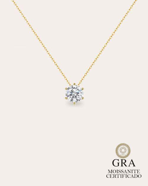 Colar de Prata Ponto de Luz Moissanite Ouro 1ct