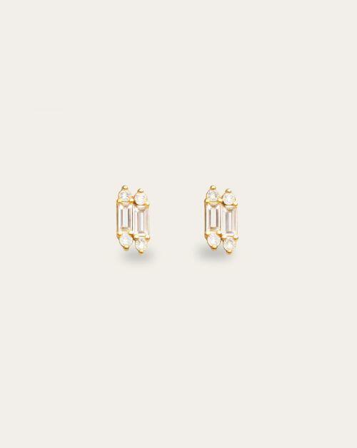 Brinco de Prata Ponto de Luz Emerald Ouro