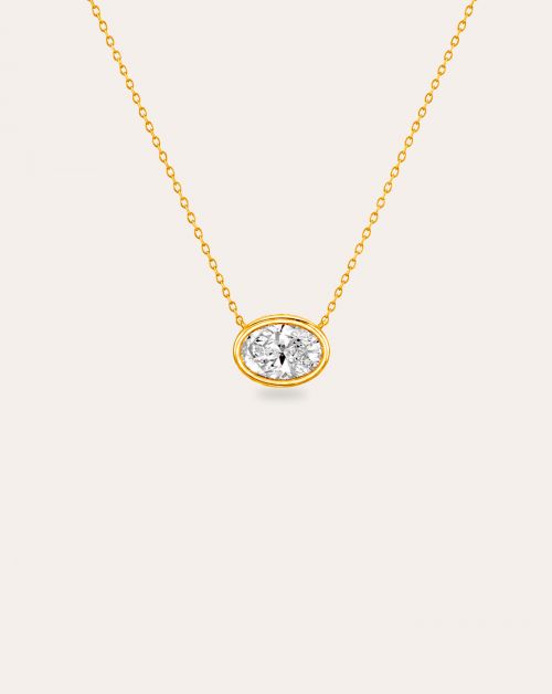 Colar de Prata Oval Crava��o Inglesa Ouro