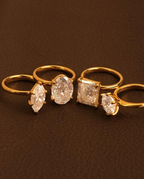 Anel de Prata Solitário Navete Maju Moissanite 3ct