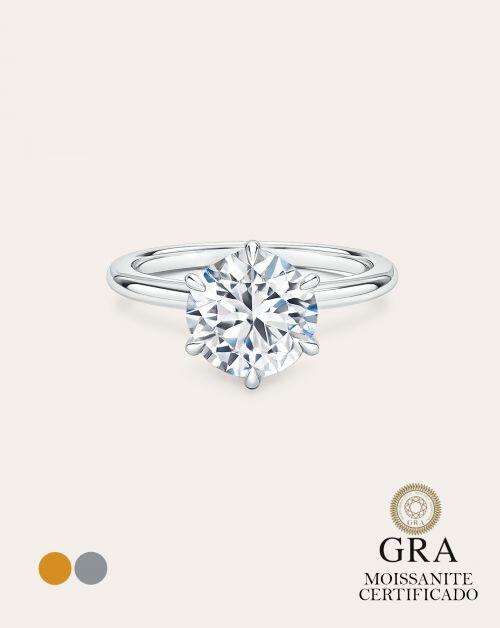 Anel de Prata Solit�rio Brilhante Virg�nia Moissanite 4ct