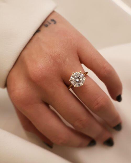 Anel de Prata Solitário Brilhante Virgínia Moissanite 4ct