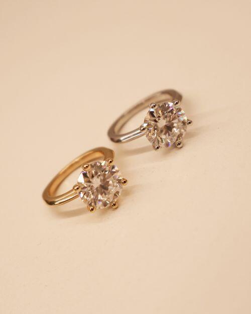 Anel de Prata Solitário Brilhante Virgínia Moissanite 4ct